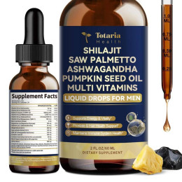 Добавка для чоловічого здоров'я Shilajit Saw Palmetto Ashwagandha Pumpkin Seed Oil Multi Vitamins 60ml 30serv