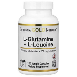 L-глютамін та L-лейцин  L-Glutamine + L-Leucine, 120 Veggie Capsules California Gold Nutrition