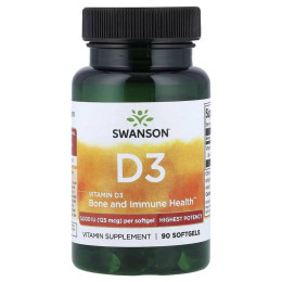 Вітамін D3 Vitamin D3 High Potency 5000IU 90soft Swanson