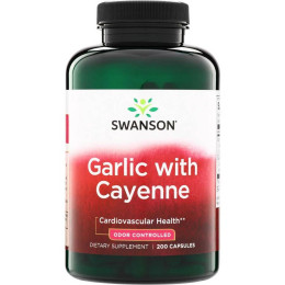 Часник з каєнським перцем Чеснок с каенским перцем Garlic with Cayenne 200 Capsules Swanson
