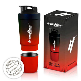 Сталевий шейкер IronFlex Steel Shaker 591ml (Black Red) IronFlex