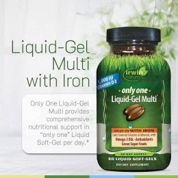 Комплекс вітамінів і мінералів Irwin Naturals Only One Liquid-Gel Multi With Iron 60 Liquid Soft-Gels Irwin Naturals