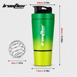 Сталевий шейкер IronFlex Steel Shaker 591ml (Green Yellow) IronFlex