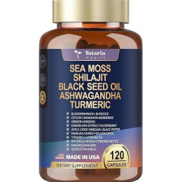 БАД Totaria Health Sea Moss Shilajit Black Seed Oil Ashwagandha Turmeric 120caps GMP