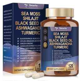 БАД Totaria Health Sea Moss Shilajit Black Seed Oil Ashwagandha Turmeric 120caps GMP