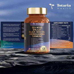 БАД Totaria Health Sea Moss Shilajit Black Seed Oil Ashwagandha Turmeric 120caps GMP