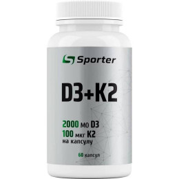 Вітаміни D3+ K2 Sporter D3 2000 МО + K2 100 мкг 60 капс Sporter