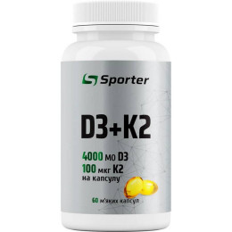 Вітаміни D3+ K2 Sporter D3 4000 МО + K2 100 мкг 60 капс Sporter