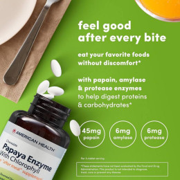 Жувальні таблетки з ферментом папаї та хлорофілом American Health 250 Chewable Tablets American Health