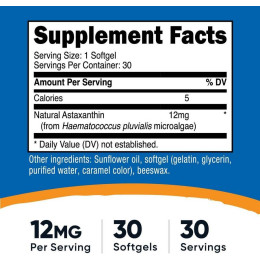 Астаксантин Nutricost Astaxanthin, 12 mg, 30 Softgels