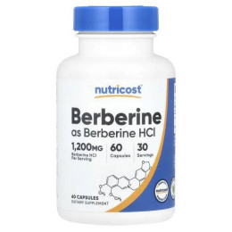 Берберин Nutricost Berberine, 60 Capsules (600 mg per Capsule)